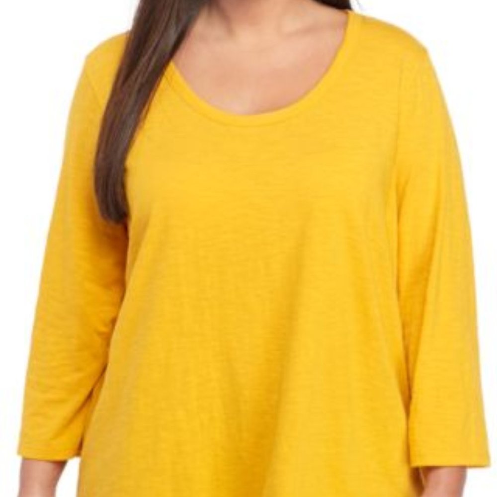 3/4 Sleeve Scoop Neck High-Low T-Shirt Sz-3X